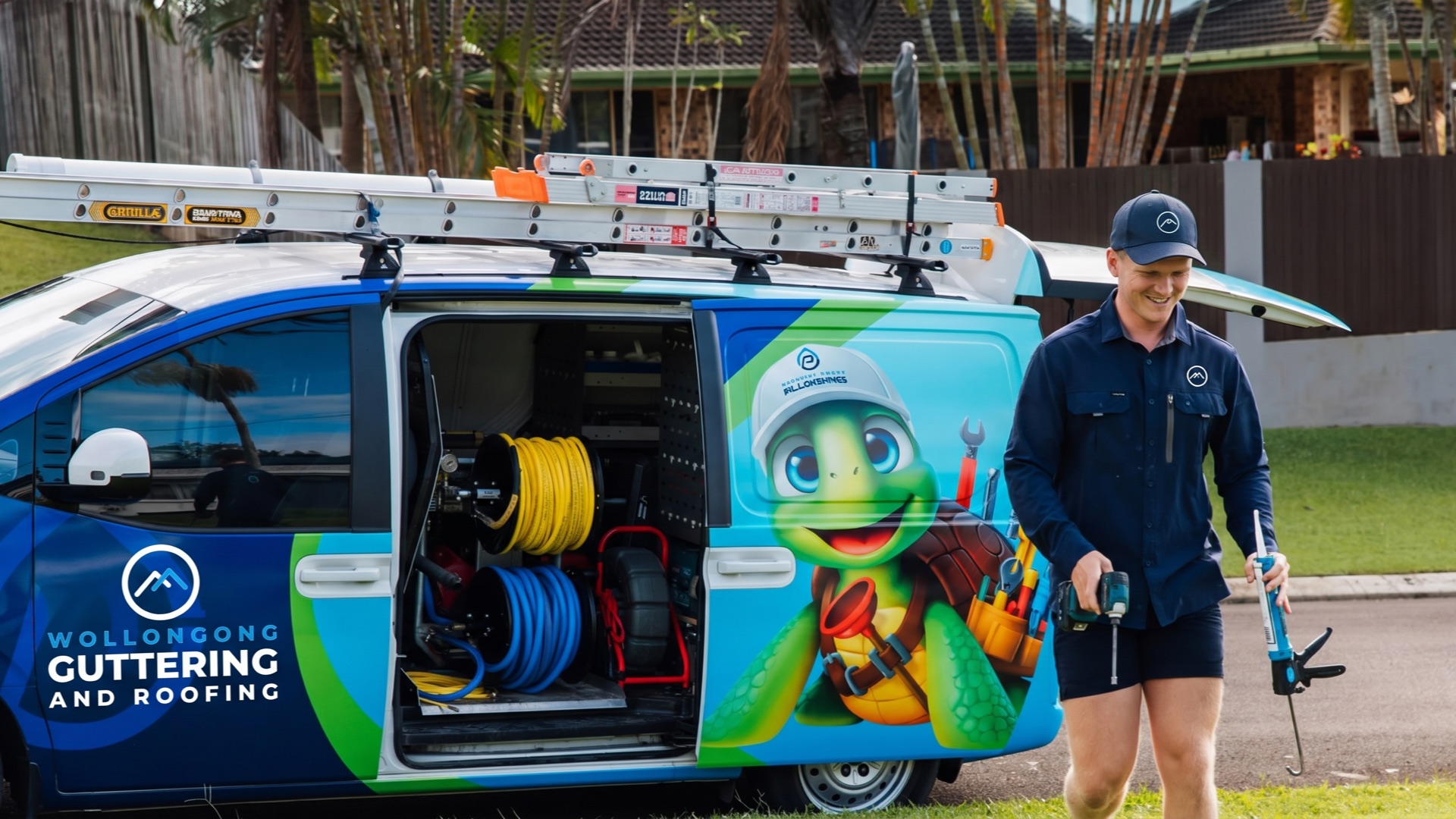 Our team in front of the van